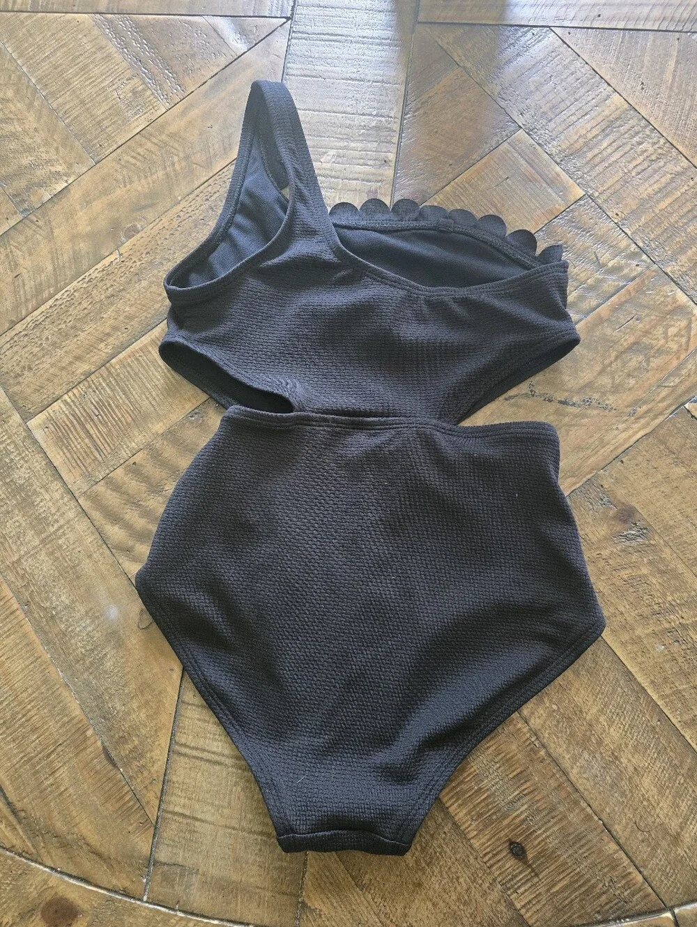 Black Scalloped-Edge Swimsuit